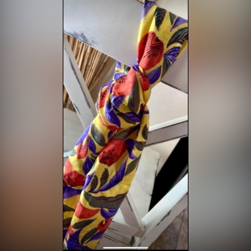 Vintage L’Arc-en-Ciel 💯 silk scarf vibrant bright light weight